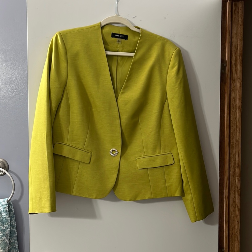 Fresh Green Nine West Collarless Blazer